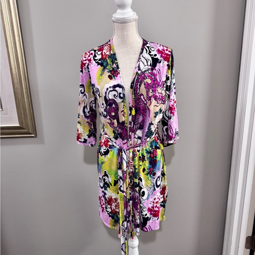 Natori Josie Multicolor Floral Kimono Robe. Size XS